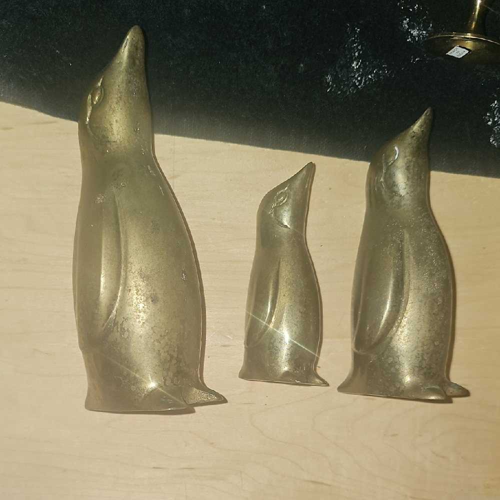 Elegant Brass Penguin Figurine Set